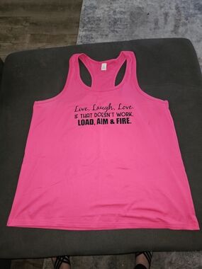 Bright Pink Rallyback Tank Top with Slogan